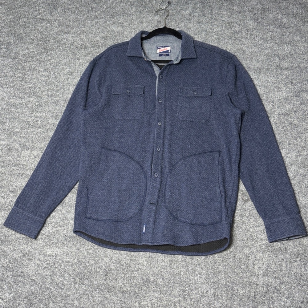 Johnnie-O Shacket Mens Medium Blue Andre Cotton Blend Button Front Shirt Jacket
